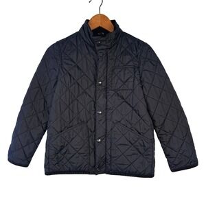 Crewcuts Boys Navy Blue Quilted Barn Jacket Corduroy Trim Size 10 Snap Front
